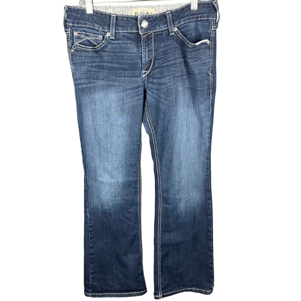 Ariat Real Denim Jeans Women 31S Dark Wash Bootcut Stretch Mid Rise Blue